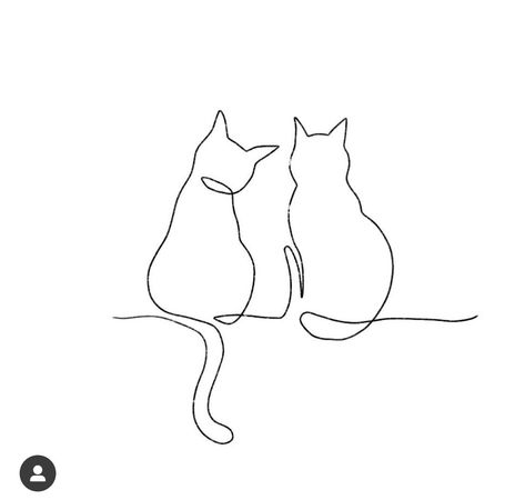 2 Cats Fine Line Tattoo, Minimal Tattoo Cat Simple, 2 Cat Outline Tattoo, Minimalist Two Cat Tattoo Designs, 3 Cats Together Tattoo, Cat Memorial Tattoo Fine Line, Two Cats Outline Tattoo, Cat Tattoo Ideas Simple, Minimalistic Cat Drawing