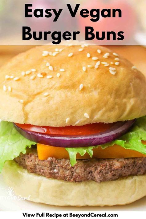 Vegan Hamburger Buns, Vegan Burger Buns, Vegan Hamburger, Basic Bread Recipe, Hamburger Bun Recipe, Vegan Burger, Hamburger Buns, Bun Recipe, Bread Machine Recipes