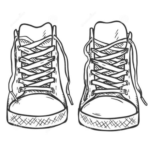 Shoes Drawing Reference Sneakers, Shoes Drawing Front, Nike Shoes Drawing, Shoes Drawing Reference, Converse Drawing, Sneakers Sketch, Sneakers Drawing, Flat Drawings, Shoe Sketches