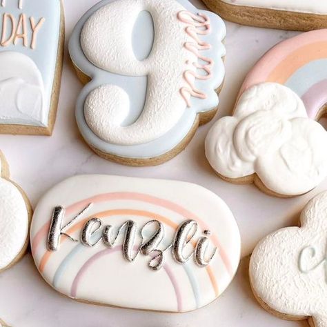 Custom Cookie Artist - Omaha/Ft.Calhoun on Instagram: "On Cloud Nine ☁️ long oval @maisonscustomcutters arch @kaleidacuts cloud @charlson_cookieco 9 @oquirrhmtncookies #cookiedecorator #cookier #nebraska #harvestcookieco #omahanebraska #omahaeats #omahabakery #omahacookies #customcookies #desinercookies #talentedcookiers #cookiesofinstagram #cookiegram #cookieart #royalicingcookies #royalicing #decoratedsugarcookies #fortcalhoun #cookieartist #talentedcookiers #oncloudnine #oncloud9 #onclou On Cloud 9 Birthday Cookies, Cloud 9 Birthday Cookies, Cloud 9 Cookies Decorated, On Cloud 9 Cookies, Cloud 9 Cookies, Cloud 9 Birthday Cake, Cloud Sugar Cookies, Cloud 9 Party, Birthday Decorated Cookies