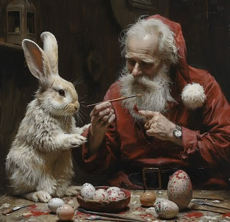 Christmas Academia, Vintage Christmas Pictures, Christmas Pictures Vintage, Primitive Country Christmas, Santa Paintings, Here Comes Santa Claus, Easter Rabbits, Christmas Landscape, Christmas Santas