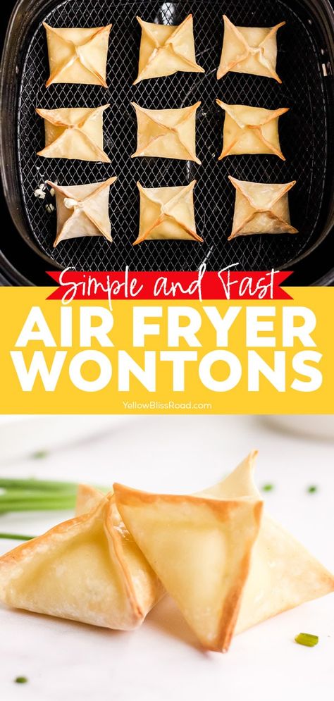 Crispy Air Fryer Cream Cheese Wonton Recipe Air Fryer Wontons, Air Fryer Cream Cheese, Wonton Recipe, Crispy Cream, Wonton Wrapper Recipes, Healthy Cream Cheese, Air Fryer Recipes Appetizers, Cheese Wontons, Cream Cheese Wontons