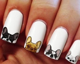 Bulldog Nail Art, Pin Up Nails, Dog Nail Art, Horse Nails, Unghie Nail Art, Hello Nails, Animal Nails, Dog Nails, Nail Art Wedding