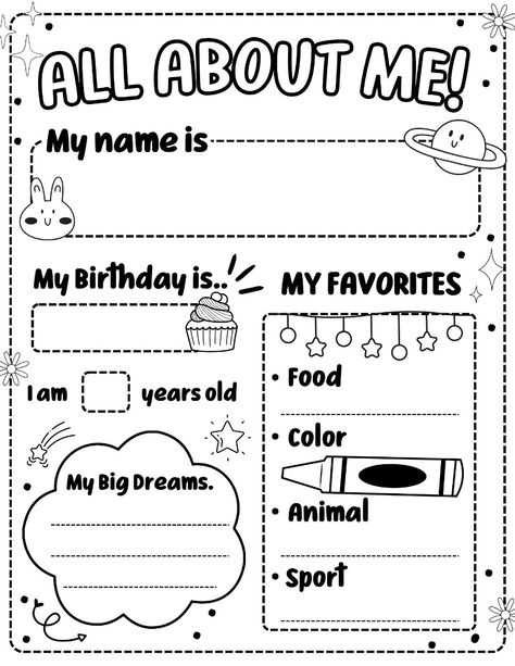 All About Me. All About Me Paper, All About Me Sheet, About Me Worksheet, Me Worksheet, All About Me Printable, All About Me Worksheet, 2025 Ideas, About Me Template, All About Me Preschool