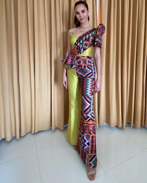 CATRIONA GRAY in my custom made Pis-siyabit handwoven One sided pantsuit pilipiniana sleeves ✨🇵🇭 @withregram @justine.aliman19 ✨CATRIONA G… | Instagram Catriona Gray Filipiniana, Filipiniana Modern Outfit, Catriona Gray Gown, Filipiniana Pantsuit, Catriona Gray, Filipiniana Dress Modern Philippines, Modern Filipiniana, Filipiniana Modern, Modern Filipiniana Dress