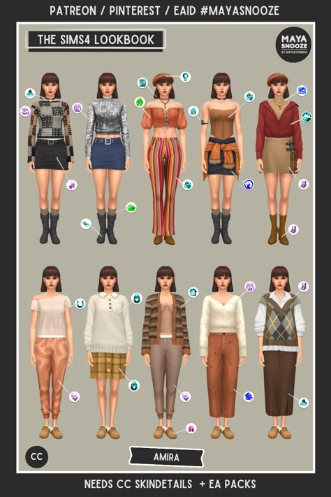 Download on Patreon / EA Gallery #MAYASNOOZE Sims 4 Cas Outfits No Cc, Outfit Ideas Sims 4, Sims 4 Nocc Outfits, Sims 4 Cas No Cc, Sims 4 Outfit Ideas No Cc, Sims 4 Lookbooks No Cc, Sims Outfits No Cc, Sims 4 Kits, Sims Cc Free