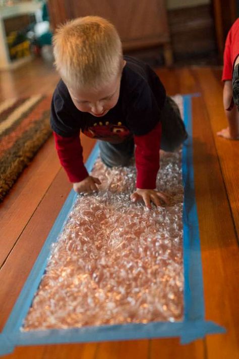 Next time I get bubble wrap -- tape it down to the floor for a fun runway! Infant Classroom, Baby Sensory Play, Gross Motor Activities, Rainy Day Activities, Toddler Play, Toddler Learning Activities, Toddler Fun, Baby Sensory, Motor Activities