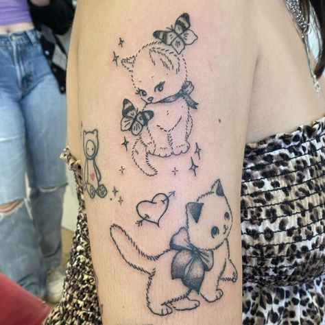 Kitschy Tattoo, Lps Tattoo, Cutesy Tattoos, Small Fairy Tattoos, Kitty Tattoo, Cute Tats, Sick Tattoo, Kawaii Tattoo, Fairy Tattoo