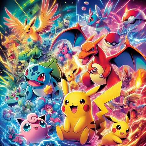 Pokemon Group Picture, Pokemon Pikachu Wallpaper, Pokemon Wallpaper Desktop, Pokemon Wallpaper Iphone, 5th Birthday Themes, Anime Wallpapers Desktop, Ps4 Background, Pokemon Club, Pokemon Clipart