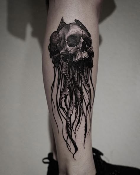 2024 Tattoo, Satanic Tattoos, 42 Tattoo, Animals Tattoo, Jellyfish Tattoo, Scary Tattoos, Theme Tattoo, Floral Tattoo Sleeve, Creepy Tattoos