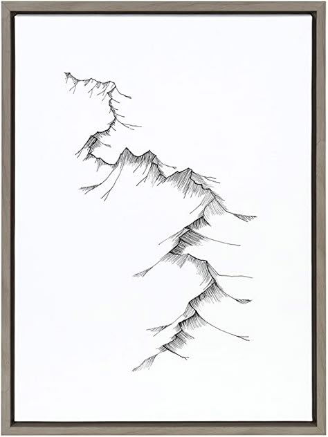 Nature Black And White Drawing, Mountains Line Drawing, Simple Nature Art, Line Art Mountains, Mountain Wall Painting, Minimalist Nature Art, Landscape Line Art, Roof Design Ideas, Yosemite Map