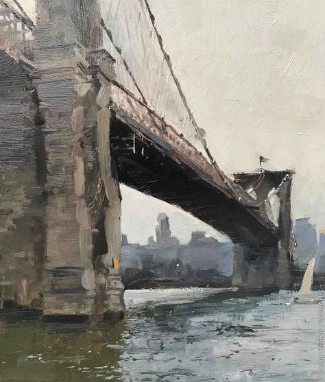 Peter Brown Painting 22 Peter Brown, Victoria Art, Brown Painting, East River, English Art, Stock Paper, British Artist, Street Scenes, Brooklyn Bridge