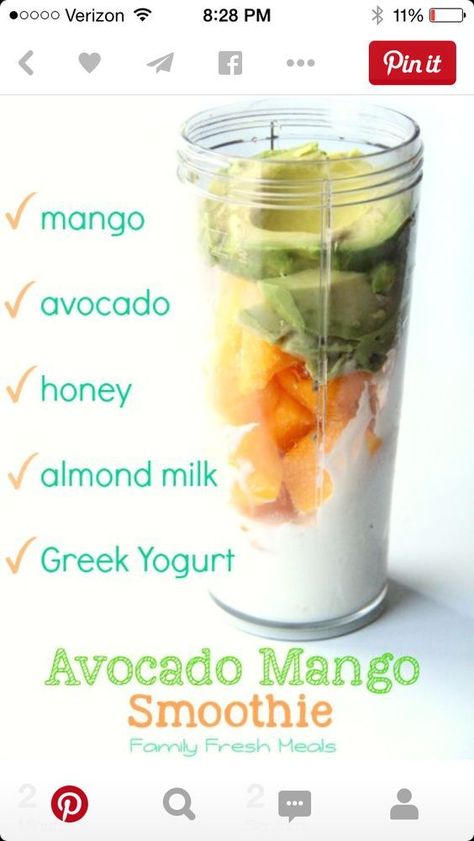 avacado mango smoothe Mango Avocado Smoothie, Avocado Dessert, Resep Smoothie, Family Fresh Meals, Resep Diet, Avocado Smoothie, Makanan Diet, Mango Smoothie, Smoothie Ingredients