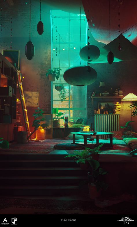 ArtStation - STRAY / Clementine's apartment Clementines Apartment Stray, Clementine Apartment Stray, Stray Cat Aesthetic Game, Stray Wallpaper Cat, Clementine Stray Game, Stray Apartment, Stray Scenery, Stray Clementine Apartment, Stray Concept Art