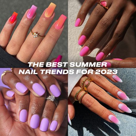 Best 22+ trending summer nails you must try this year Nail Trends For 2023, Trends For Summer 2023, Neon Coral Nails, Light Blue Nail Polish, Trending Summer Nails, Summer Hair Trends, Statement Nail, Nail Collection, May Nails