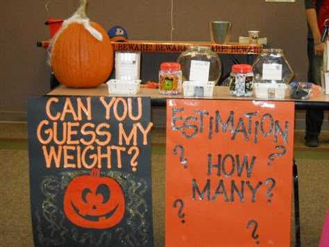 Halloween Library Carnival Estimation Game Display -could do as guessing game and award the prize Monday at school Fall Festival Activities, Halloween Library, Halloween Carnival Games, School Fall Festival, Game Display, Fall Festival Games, Fall Harvest Party, Fall Carnival, Festival Games