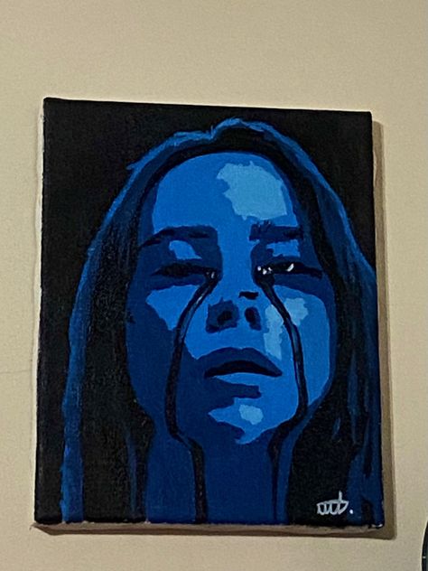 Billie Eilish Abstract Art, Billie Eillish Painting, Colorful Face Painting Acrylic, Painting Ideas Billie Eilish, Billie Eilish Painting Ideas, Billie Eilish Painting Canvas, Billie Eilish Diy Crafts, Billie Eilish Painting Easy, Albums Painting