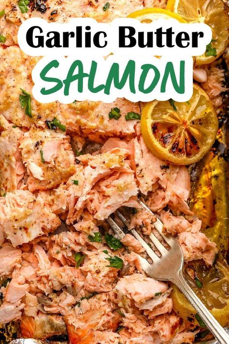 Garlic Butter Salmon is an easy, mouth-watering, oven-baked dish made in just 20 minutes and flavored with buttery lemon and garlic sauce. Garlic Butter Salmon is an easy, mouth-watering, oven-baked dish made in just 20 minutes and flavored with buttery lemon and garlic sauce. Cooking Salmon Fillet, Budget Friendly Dinner Recipes, Baked Dish, Quick Easy Healthy Meals, Sauce For Salmon, Garlic Butter Salmon, Budget Friendly Dinner, Butter Salmon, Garlic Salmon