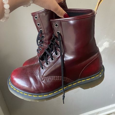 1460 vegan cherry red docs Red Doc Martens Aesthetic, Cherry Red Doc Martens Outfit, Cherry Doc Martens, Red Doc Martens Outfit, Cherry Red Docs, Cherry Red Doc Martens, Dr Martens Aesthetic, Red Docs, Doc Martens Aesthetic