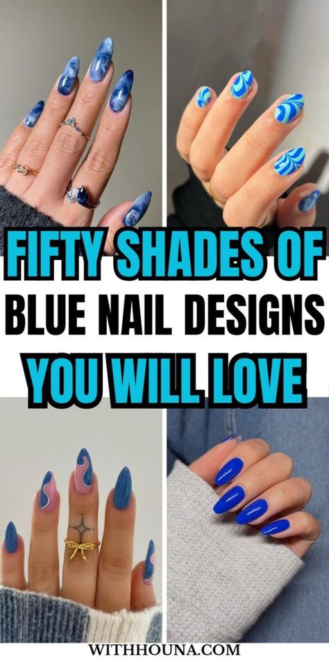 Blue nails are the best upgrade for your typical nail design for every season. For this, we’ve got you these classy fifty shades of blue nail designs to choose from for your next manicure. You’ll find everything from cute blue nails, navy blue nails, blue nail ideas, short blue nails, trendy blue nails, royal blue nails, blue nails inspo, and so much more. Blue Almond Shaped Acrylic Nails, Blue Marble Nail Designs, Blue Acrylic Nails Almond Shape, Subtle Blue Nails, Blue Themed Nails Almond, Light And Dark Blue Nails, Almond Blue Nails, Blue Almond Nails Design, Fun Blue Nails