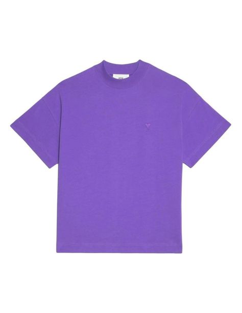 Purple tee-shirt with tone-on-tone little "Ami de Cœur" AMI PARIS. Paris Tee, Purple Tee, Paris T Shirt, Purple T Shirts, Ami Paris, Embroidered Shorts, Plain Shirts, Purple Fashion, T Shirt Vest