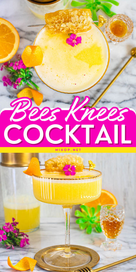 Sip into spring bliss with this Bees Knees Cocktail recipe! This spring drink recipe has a delightful mix of honey-kissed sweetness and the crispness of gin. Save this vibrant and refreshing easy spring cocktail to your list of spring alcoholic drinks! Spring Alcoholic Drinks, Spring Mixed Drinks, Spring Drinks Alcohol, Spring Drinks Cocktails, Sakura Latte, Spring Drink Recipes, Easy Spring Cocktails, Easy Party Drinks, Bees Knees Cocktail