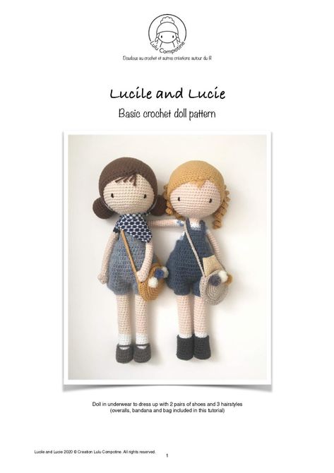 lucile and lucie basic crochet doll pattern Strawberry Mochi, Cat Christmas Stocking, Crochet Couture, Cozy Crochet Patterns, Crochet Daisy, Crochet Doll Pattern, Crochet Basics, Doll Pattern, Crochet Dolls