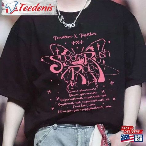 Tomorrow X Together Sugar Rush Ride Classic Sweatshirt, Y2K Txt Temptation 2023 T-Shirt Check more at https://teedenis.com/product/tomorrow-x-together-sugar-rush-ride-classic-sweatshirt-y2k-txt-temptation-2023-t-shirt/ Txt Merch Clothes, Txt Clothes, Kpop Company, Txt Temptation, Sugar Rush Ride, Company Ideas, Kpop Tshirt, Clothes Board, Sweatshirt Y2k