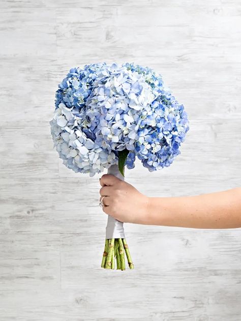 Wedding Beauty Checklist, Blue Hydrangea Bouquet, Hydrangea Bridal Bouquet, Blue Hydrangea Wedding, Hydrangea Bouquet Wedding, Simple Wedding Bouquets, Wedding Flower Guide, Wedding Flowers Hydrangea, Idee Babyshower