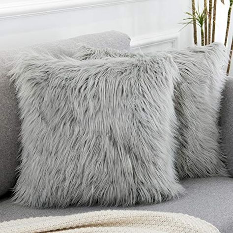 Fluffy Throw Pillows, Velvet Decor, Cute Dorm Rooms, Faux Fur Pillow, Fur Pillow, Grey Throw Pillows, Cozy Pillow, Faux Fur Throw Pillow, Fur Throw Pillows