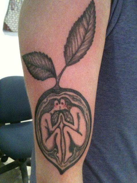 Walnut Tattoo, From Eden Tattoo, Garden Of Eden Tattoo, Eden Tattoo, Painting Anatomy, Tattoos Doodles, 22 Tattoo, Apple Tattoo, Felting Projects Ideas