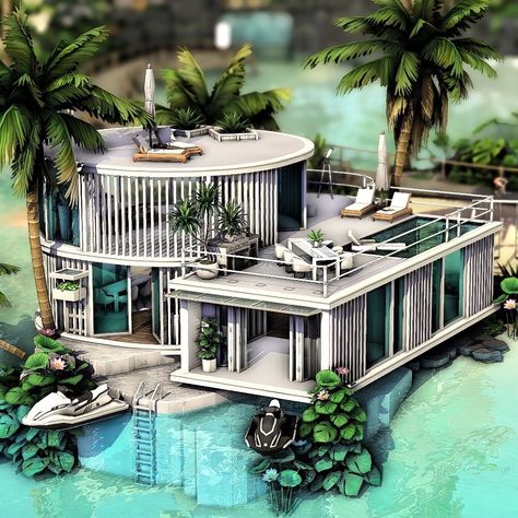 Alexàndra : Honeymoon Villa, Beach Sulani 🌴 ... Sims 4 Scandinavian House, Sulani House, Sulani Homes Sims 4, Honeymoon Place, Desert Luxe, Clean Vibes, Beach House Modern, Honeymoon Villas, Cc Packs