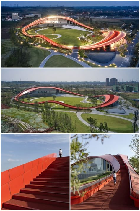 Loop of Wisdom Museum & Reception Center Public Park Design, Museum Reception, Urban Spaces Design, Facade Engineering, Technology Museum, Ramp Design, Architectural Concept, Plaza Design, Chengdu China