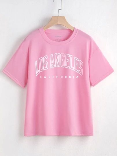 Women's & Men's Clothing, Shop Online Fashion SHEIN Pink Shirts Aesthetic, Pink Aesthetic Shirt, Pink T Shirt Outfit, Pink Tshirt Outfit, Baby Pink Shirt, Cute Pink Shirt, Baby Pink T Shirt, Shein Shirts, Pink Tees