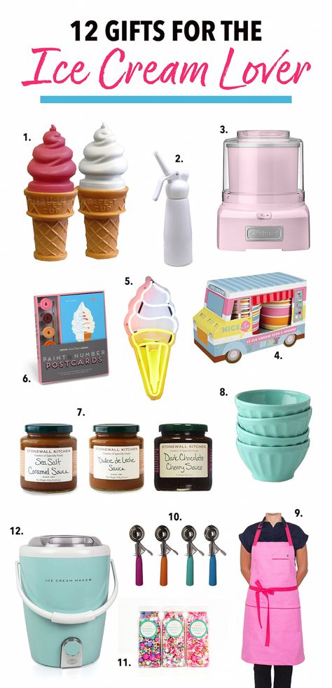 Ice Cream Lover Gift Guide // Salty Canary Ice Cream Maker Gift Basket Ideas, Ice Cream Auction Basket, Just Add Ice Cream Gift Basket, Ice Cream Basket Ideas, Ice Cream Raffle Basket Ideas, Ice Cream Basket, Ice Cream Gift Basket Ideas, Ice Cream Gift Basket, Electric Ice Cream Maker