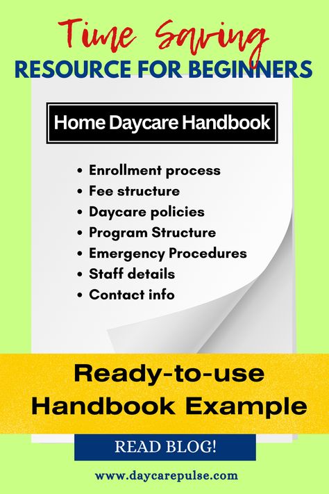 Daycare handbook is valuable tool for building trust and transparency with parents. Get your free daycare handbook template with 13 essential sections and examples. #daycarebusiness #Inhomedaycare #StartingAdaycare #ParentHandbook Daycare Handbook Template Free, Daycare Policy Handbook, Daycare Building Plans, Daycare Forms Printable Free, Daycare Handbook, Home Daycare Forms, Daycare Printables, Opening A Daycare, Daycare Facility