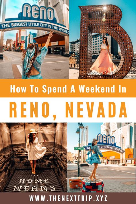 Your ultimate guide to spending the perfect weekend in Reno. Here are all the things to do in Reno, the best street art, most instagrammable murals, best Reno photo spots, and the 4 best day trips from Reno. Reno travel guide | Reno Instagram Spots | Reno Photography | Reno Arch | Nevada Travel Guide | Nevada Photography Nevada Photography, Lake Tahoe Trip, Tahoe Trip, Nevada Travel, Reno Tahoe, Best Street Art, Reno Nevada, Us Road Trip, Usa Travel Guide