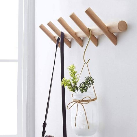 71 ayhTHTUL. AC SL1500 1 - 20 coat racks and hooks that add some glam to your entryway Wooden Hooks, Wooden Coat Hooks, Entryway Hooks, Wood Coat Rack, Coat Hooks Wall Mounted, Modern Metal Wall Art, Modern Coat Rack, Handbag Storage, Wooden Coat Rack