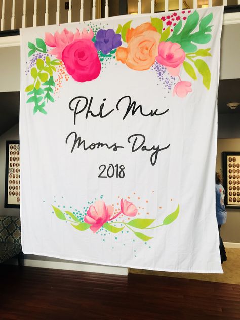 Sorority Parents Weekend, Phi Mu Letters, Phi Mu Shirts, Moms Day, Event Director, Sorority Banner, Anniversary Banner, Spring Banner, Sorority Events