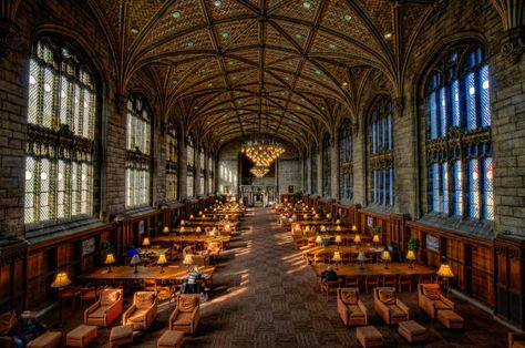 Harper Memorial Library at the University of Chicago is a stunning old library that we'd love to visit someday. Library Week, Places In Chicago, Chicago Poster, Library University, Chicago University, Chicago Design, Beautiful Library, University Of Chicago, College Library