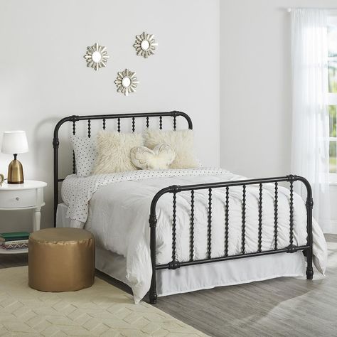 White Metal Bed Frame, White Metal Bed, Modern Kids Room, Twin Mattress Size, Rustic Bedding, Iron Bed, Teen Bedding, Metal Bed, Bed Slats