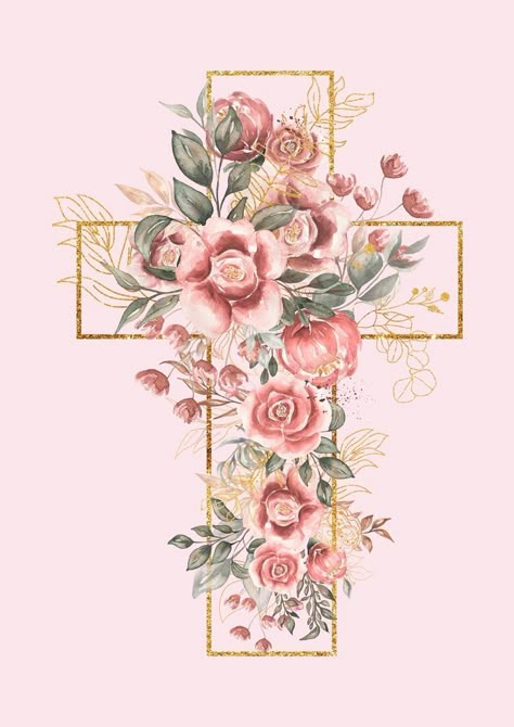 Bible Aesthetics, Bible Pink, Cross With Flowers, Bible Quotes Background, Catholic Wallpaper, Cute Home Screen Wallpaper, Cute Bibles, Christian Quotes Wallpaper, Cross Wallpaper