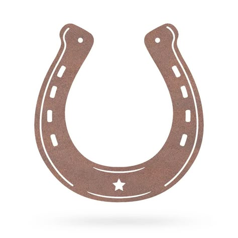 Good Luck Horseshoe 10"x9.5" / Rust - RealSteel Center Horseshoe Painting, Horseshoe Drawing, Horseshoe Illustration, Horseshoe Clipart, Western Symbols, Country Symbols, Southern With A Twist, Horse Shoe Design, Horseshoe Tattoo