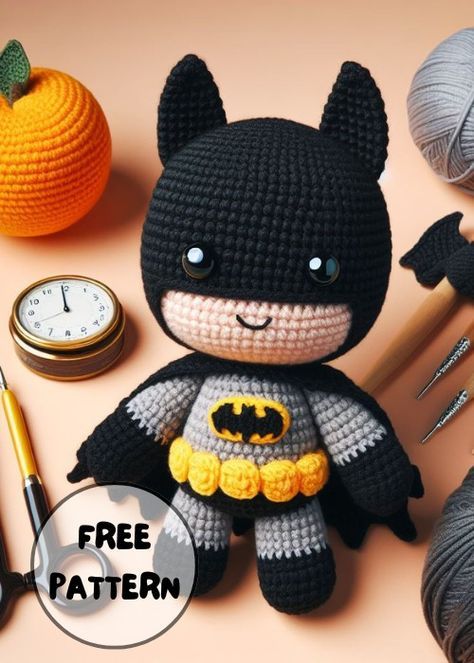 Batman Amigurumi Pattern Crochet Batman Amigurumi, Batman Amigurumi Free Pattern, Batman Crochet Pattern Free, Batman Crochet Pattern, Batman Amigurumi, Crochet Batman, Knitting Patterns Free Dog, Disney Crochet Patterns, Crochet Fairy