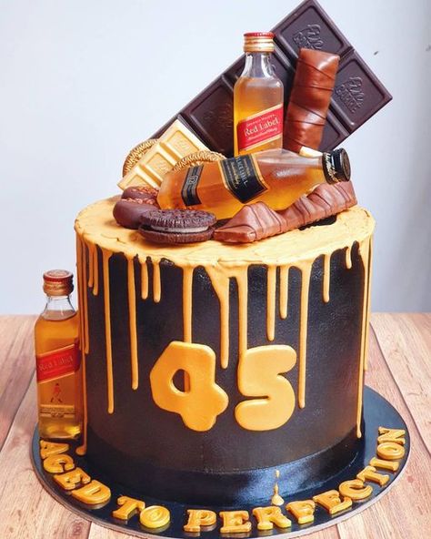 45 Birthday Cake For Men, Birthday Cake For Men, 45 Birthday, Cake For Men, Black And Gold Cake, 45th Birthday, Birthday Cakes For Men, Cakes For Men, Aged To Perfection