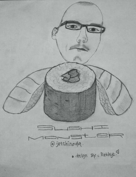 Been challenge to make a sushi monster now i made it! X)) Sushi Monster, I Made It, Made It, Male Sketch, Drawings, Art