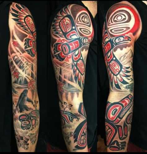 Haida Tattoo                                                                                                                                                                                 More Canadian Tattoos, Tatouage Haida, Pacific Northwest Tattoo, Haida Tattoo, Flesh Tattoo, Canadian Tattoo, Native Tattoos, Haida Art, C Tattoo