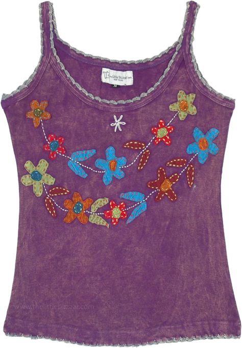 d82118376df344b0010f53909b961db3desc34501012ri Hippie Tank Tops, Boho Tank Top, Estilo Hippie, Hippie Look, Trendy Skirts, Purple Tank Top, Cotton Tank Top, Tunic Shirt, Mode Vintage