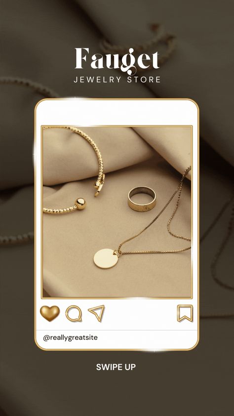 #instagram #story #instagramstory #Newpost #golden #Jewelry #like #button #advertisement #socialmedia #blog #swipeup #elegant #luxury Instagram Story Template Jewelry, Jewelry Ads Creative Instagram, Instagram Jewelry Story Ideas, Jewelry Stories Instagram, Jewellery Instagram Story, Jewelry Story Ideas, Jewelry Typography, Jewelry Posts Instagram, Jewellery Video Ideas