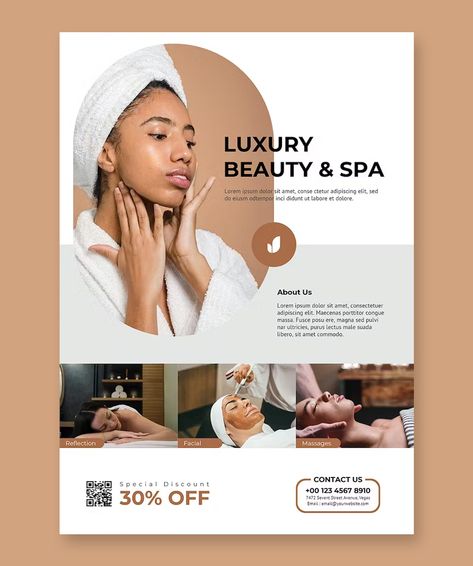 Beauty Care & Spa Flyer Template PSD Flyer Design Beauty Salon, Facial Flyer Design, Beauty Poster Design Ideas, Skin Care Poster Design Ideas, Skin Clinic Poster, Skin Care Banner Design, Aesthetic Pamphlet, Flyer Design Aesthetic, Beauty Design Graphic